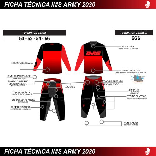 Conjunto Calça + Camisa Ims Army 2020 Vermelho - Tamanho Especial
