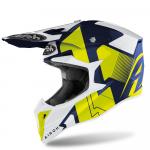 Capacete Airoh Wraap Raze Branco/Azul/Amarelo Fluor