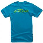 Camiseta Alpinestars Juvy Blaze Tee Kids Infantil Azul Logo Verde