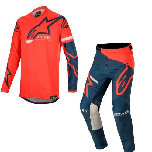 Conjunto Calça + Camisa Alpinestars Racer Tech Compass 2020 Vermelho/Azul Marinho