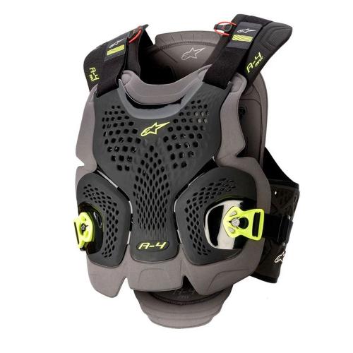 Colete Alpinestars A-4 Max Chest Preto / Amarelo Fluor