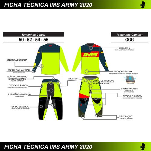 Conjunto Calça + Camisa Ims Army 2020 Amarelo Fluor - Tamanho Especial 