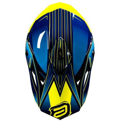 Capacete Asw Core Rush Amarelo/Azul - BRINDE Óculos Mattos Racing Mx Lente Transparente