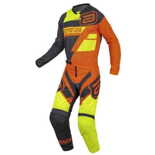 Conjunto Calça + Camisa Asw Image Moto DNA 2022 Laranja/Amarelo Fluor