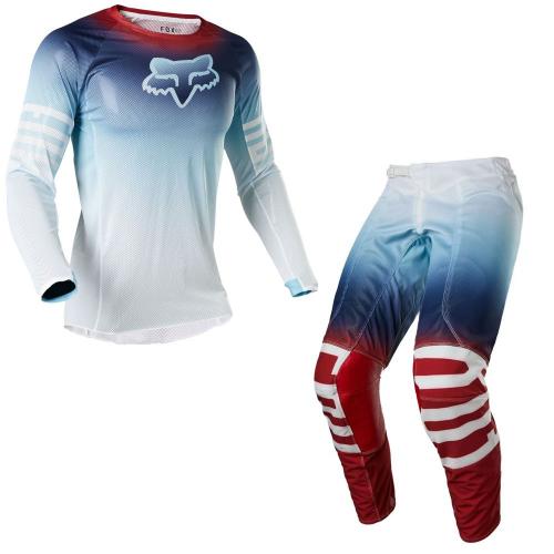 Conjunto Calça + Camisa Fox Airline Reepz 2022 Branco/Vermelho/Azul