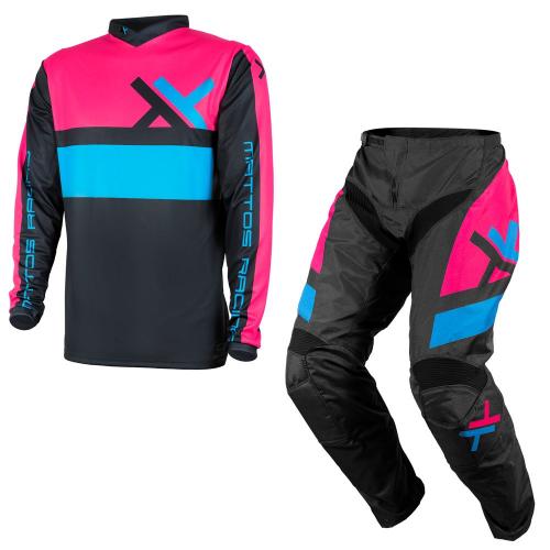 Conjunto Calça + Camisa Mattos Racing Assimilate Infantil 2022 Rosa/Azul