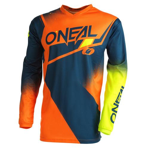 Conjunto Calça + Camisa ONeal Element Racewear 2022 Azul/Laranja/Amarelo Fluor