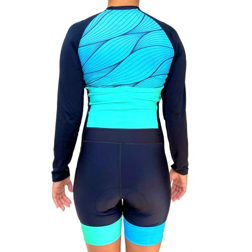 Macaquinho Bike Feminino Silver Preto/Azul/Verde Água