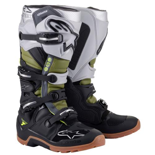 Bota Alpinestars Tech 7 Enduro Preto Silver/Verde Militar