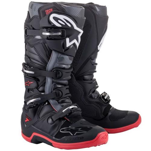 Bota Alpinestars Tech 7 Preto/Cinza/Vermelho