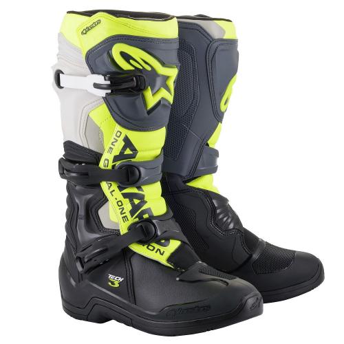 Bota Alpinestars Tech 3 Preta/Cinza/Amarelo Fluor