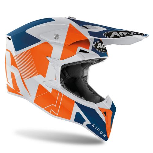 Capacete Airoh Wraap Raze Azul/Branco/Laranja Fosco