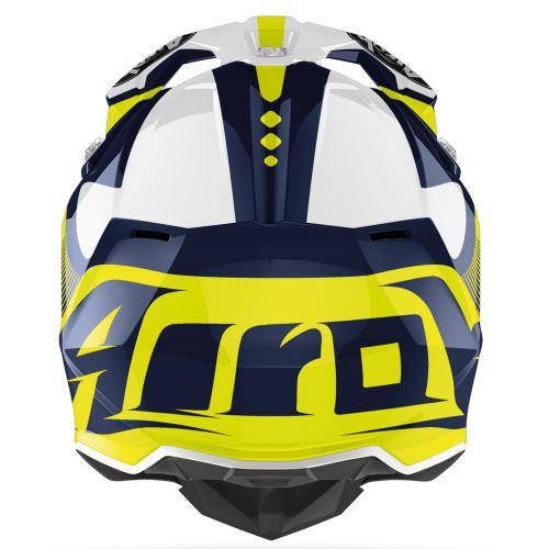 Capacete Airoh Wraap Raze Branco/Azul/Amarelo Fluor