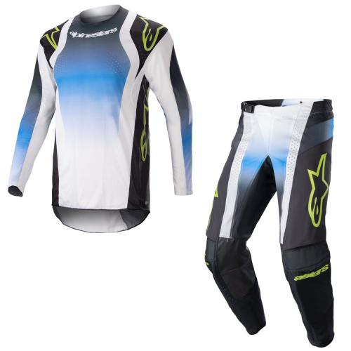 Conjunto Calça + Camisa Alpinestars Techstar Push 2023 Azul/Preto/Amarelo Fluor