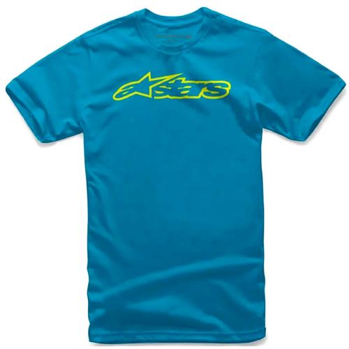 Camiseta Alpinestars Juvy Blaze Tee Kids Infantil Azul Logo Verde