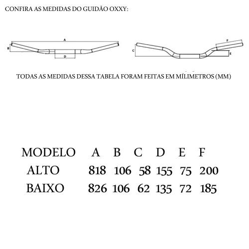 Guidão Oxxy Alto 32MM Preto + Com Adaptador