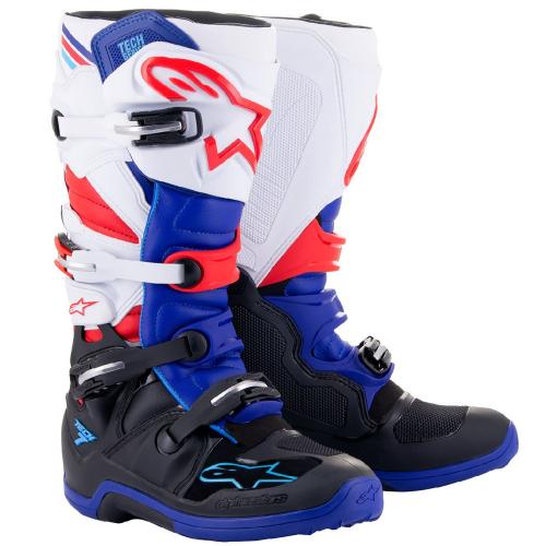 Bota Alpinestars Tech 7 Preto/Azul/Vermelho/Branco