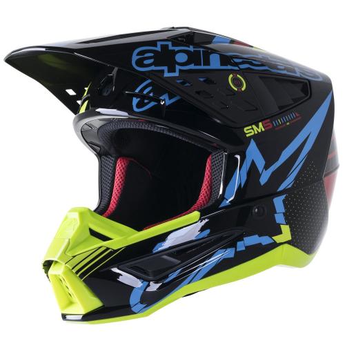 Capacete Alpinestars SM5 2023 Action Preto/Amarelo Fluor