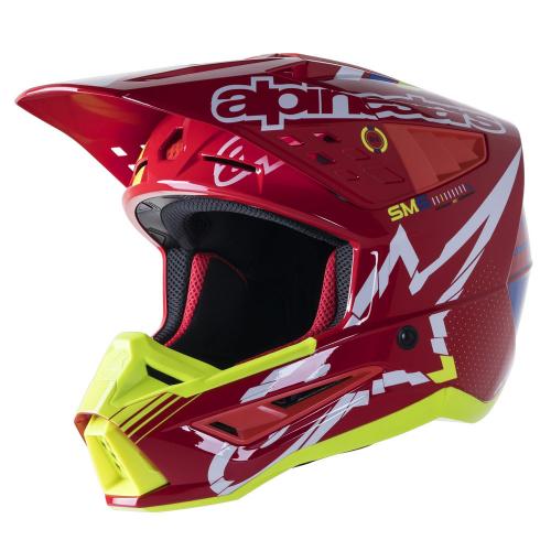 Capacete Alpinestars SM5 2023 Action Vermelho/Branco/Amarelo Fluor