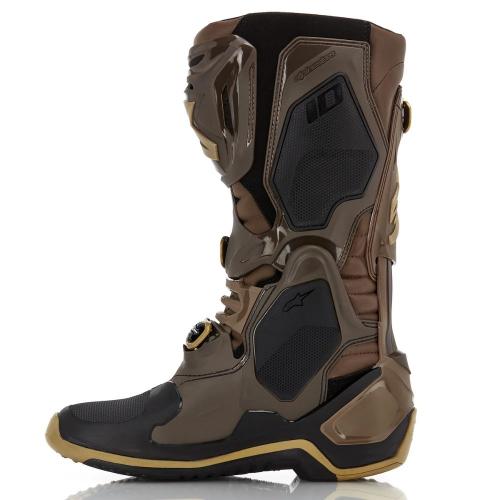 Bota Alpinestars Tech 10 marrom/dourado/preto - edição limitada squad 