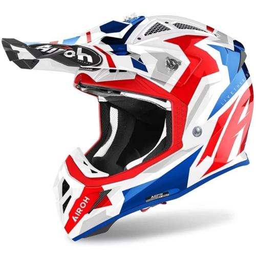 Capacete Airoh Aviator 3 azul/branco/vermelho 